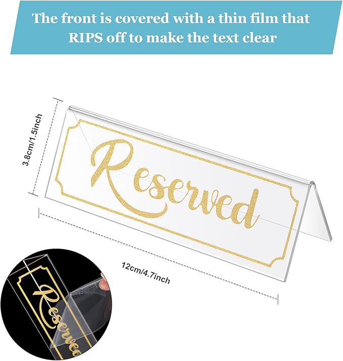 16 Pieces Reserved Sign Acrylic Clear Reserved Table Tent Signs Table Number - Image 2