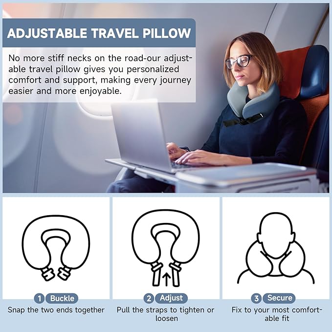 SPRFUFLY Soft Travel Pillow, 100% Memory Airplane Pillow - Image 6