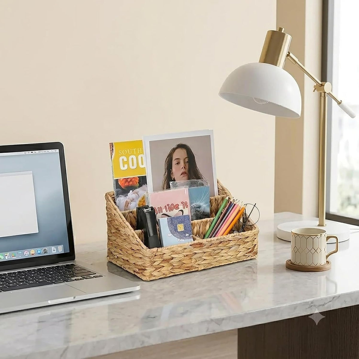 Desk Organizer – Countertop Mail Organizer, Magazine Holder, Boho Decor Water...