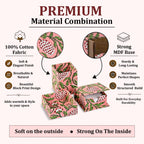ridhi strawberry pink block print desk organizer pen, close-up detail