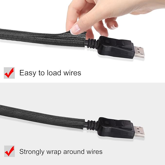 Moxita 25ft - 1/4 inch Cord Protector Cable Sleeve Split Wire Loom Tubing - Image 3
