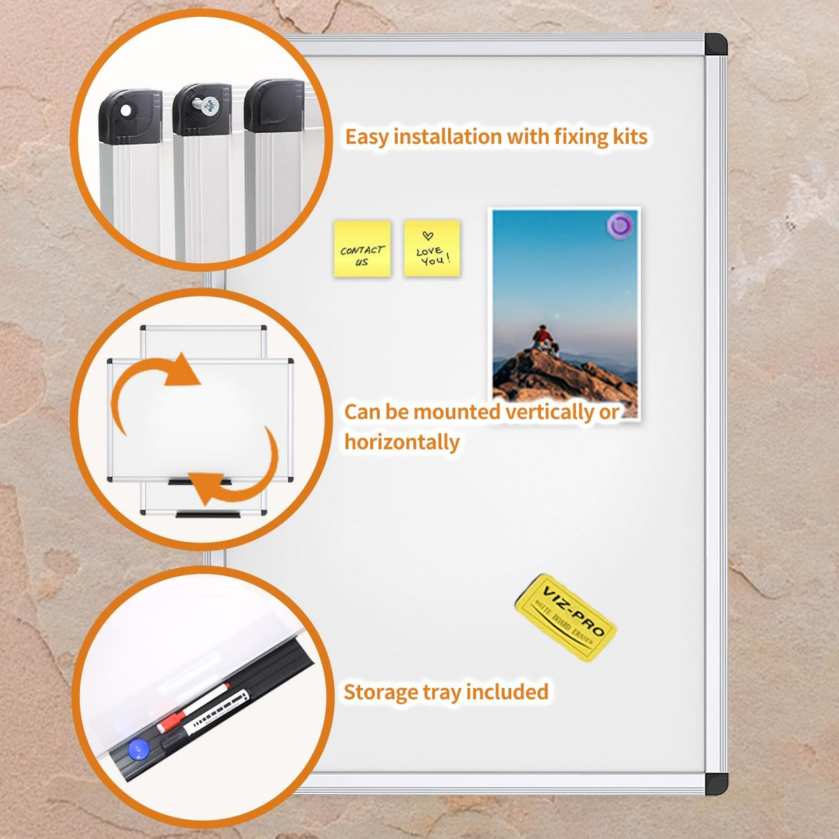 VIZ-PRO Magnetic Whiteboard/Dry Erase Board, 48 X 36 Inches, Silver Aluminium...
