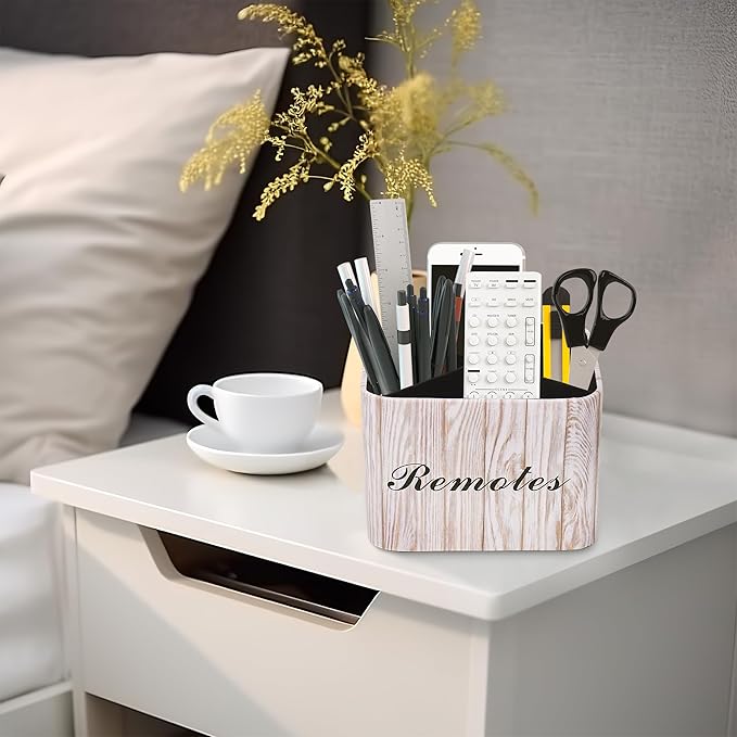 Hennaja Square Leather Art Supply Organizer, Remote Control Holder - Image 9