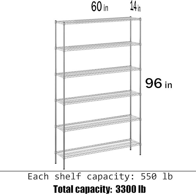 Regal Altair 14" Deep x 60" Wide x 96" Height Wire Shelving Kit | 6-Tier | NSF - Image 3
