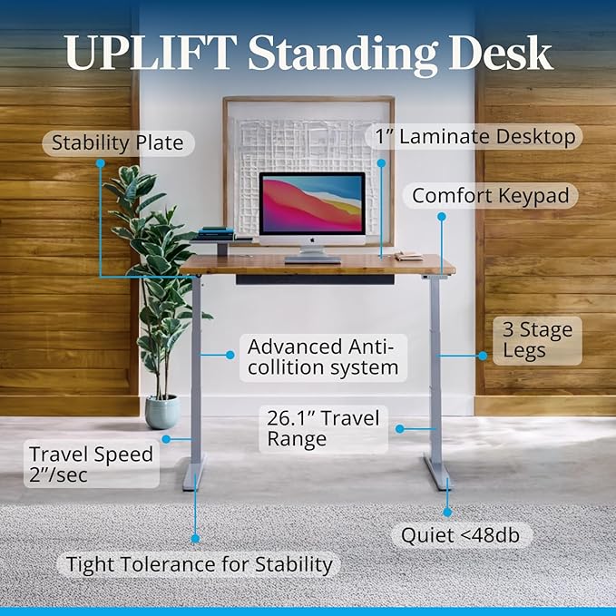 UPLIFTDESK V3 2-Leg Maple Laminate Wood Standing Desk – Adjustable Height - Image 3