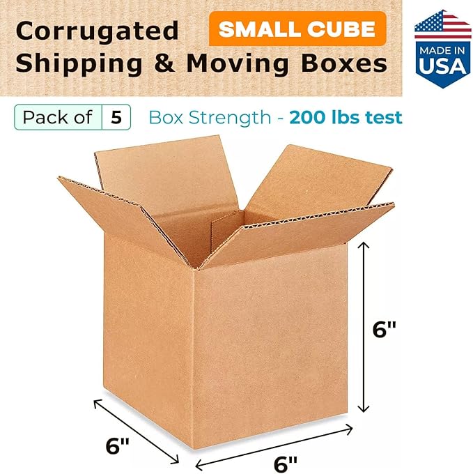 Small Cube Moving & Shipping Boxes 6 x 6 x 6 inches - Image 2