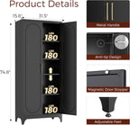 75" tall white storage cabinet with doors &, close-up detail