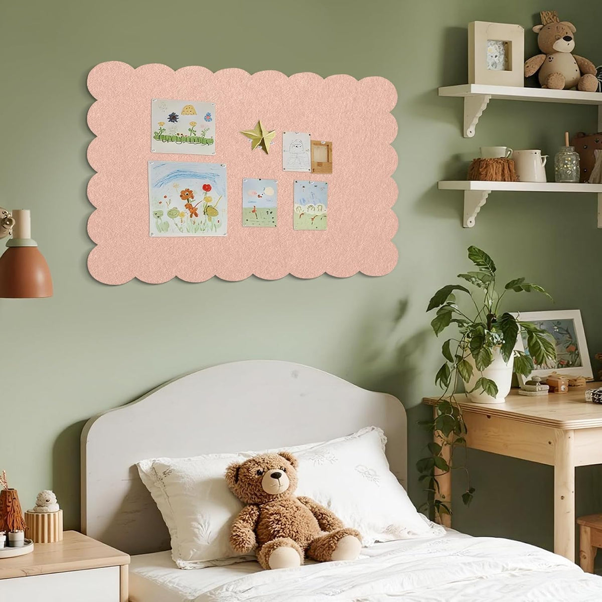 Scalloped Bulletin Board 36x24 inches, Decorative Felt Pin Board for Wall