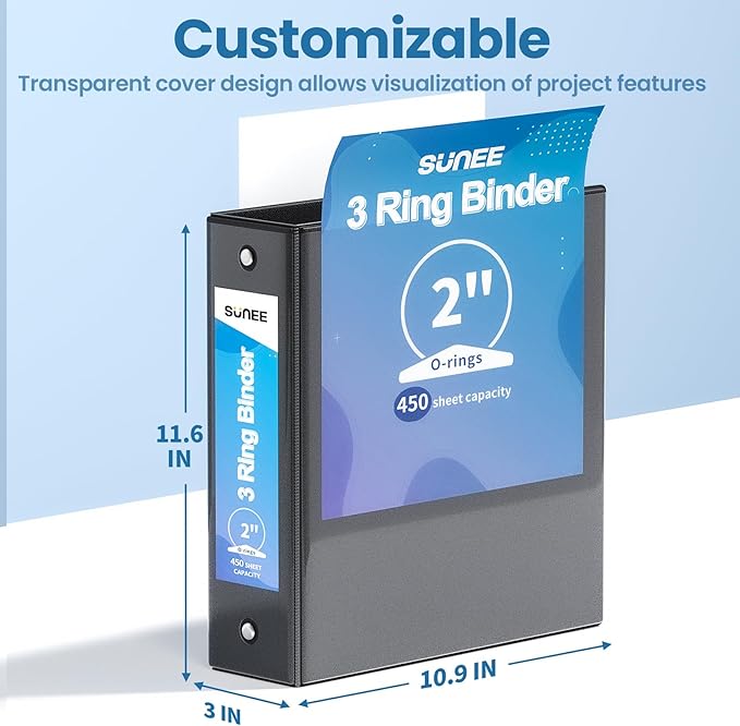 SUNEE 3 Ring Binder 2 Inch 1 Pack - Image 7