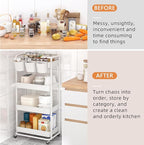 JIUYOTREE 4-Tier Plastic Rolling Storage Cart Utility Cart - Image 5