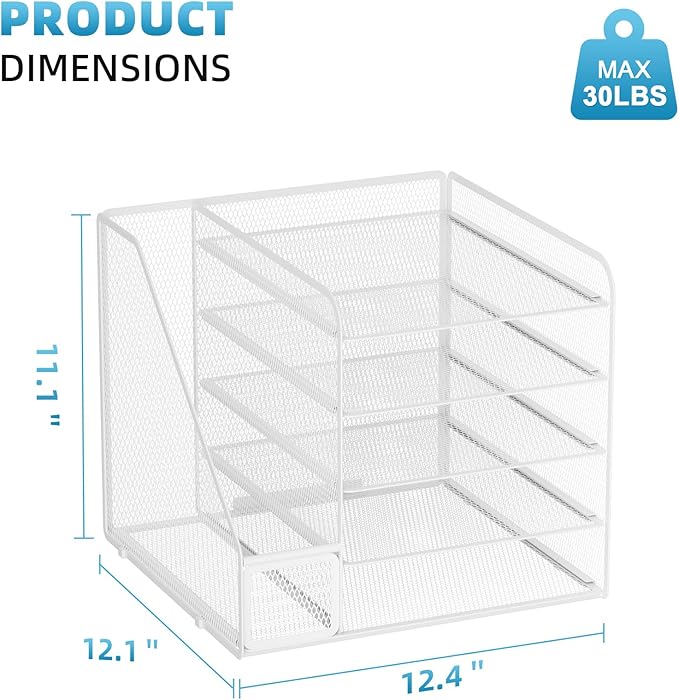 Marbrasse Desk Organizers and Accessories, 5-Tier Paper Letter Tray Organizer - Image 6