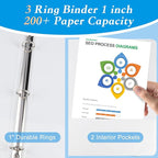 CIXILDTS 1-inch Round Ring Binder, Standard 3 Ring Binder Fit Letter Size Paper - Image 5