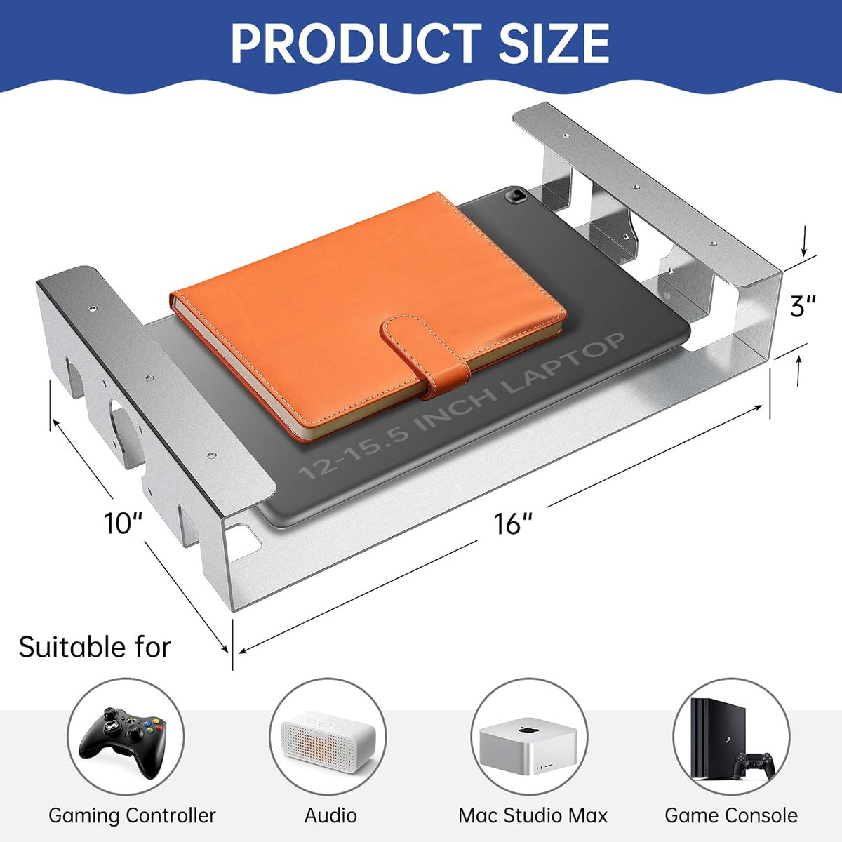 Upgrade Under Desk Shelf with Heat Dissipation - Under Table Shelf for Laptop...