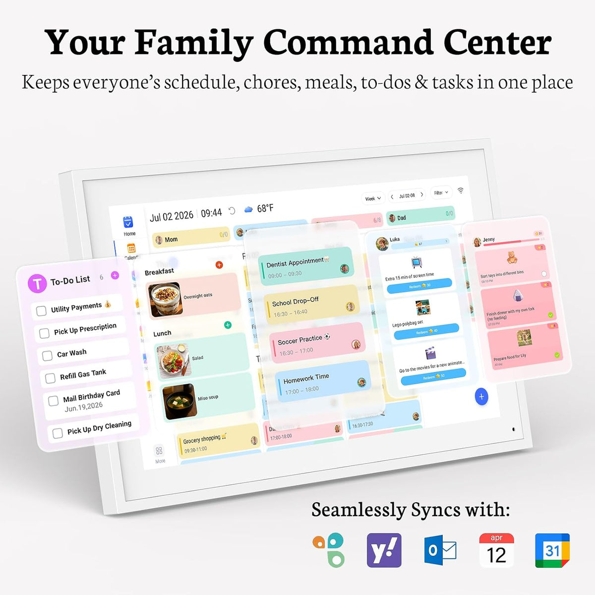 BSIMB 15.6" Digital Family Calendar & Chore Chart, No Subscription Fees