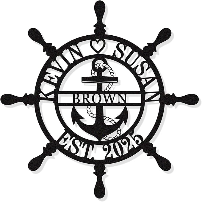 Personalized Wheel Ship Metal Sign, Custom Nautical Wall Decor, Custom Ship by HYTSIGN