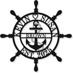 Personalized Wheel Ship Metal Sign, Custom Nautical Wall Decor, Custom Ship by HYTSIGN