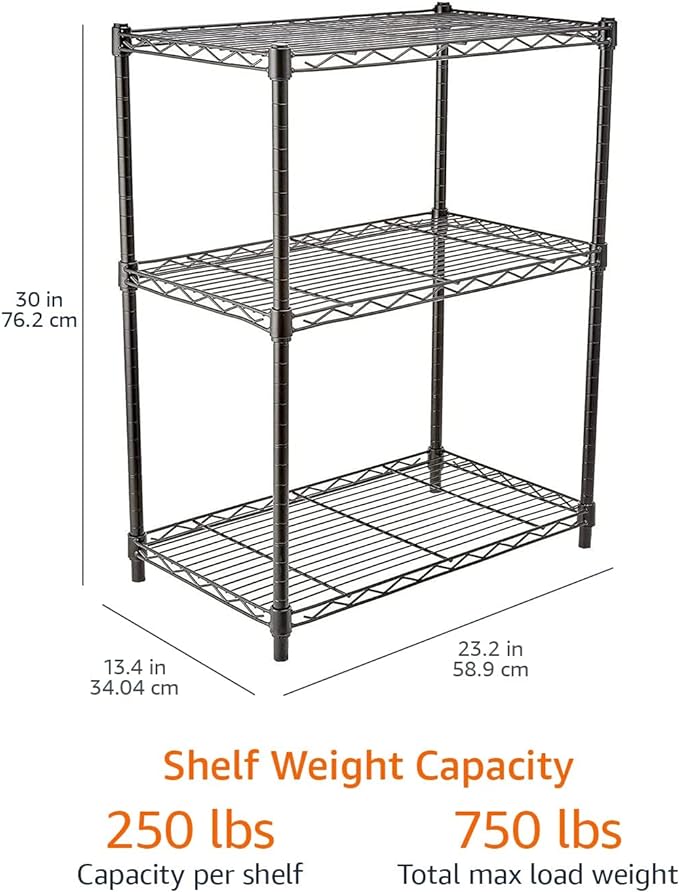 Amazon Basics 3-Shelf Adjustable Heavy Duty Steel Wire Rack Storage Shelving - Image 3