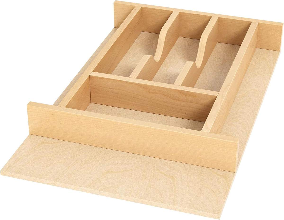 Clikuutory Natural Birch Wood Utensil Drawer Insert Organizer with 7 Compartm...