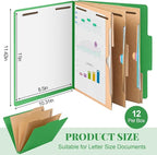12 Pcs Classification Folders Letter Size 3 Pocket Dividers Employee File Folder - Image 2