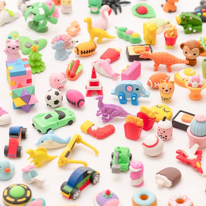 CLOCK KING 156pcs 3D Cute Kids Erasers, Random Desktop Pet Toys Gifts, - Image 4