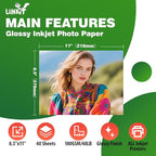 Uinkit 40 Sheets Bright White Single Sided Glossy Photo Paper 8.5x11 Letter - Image 3