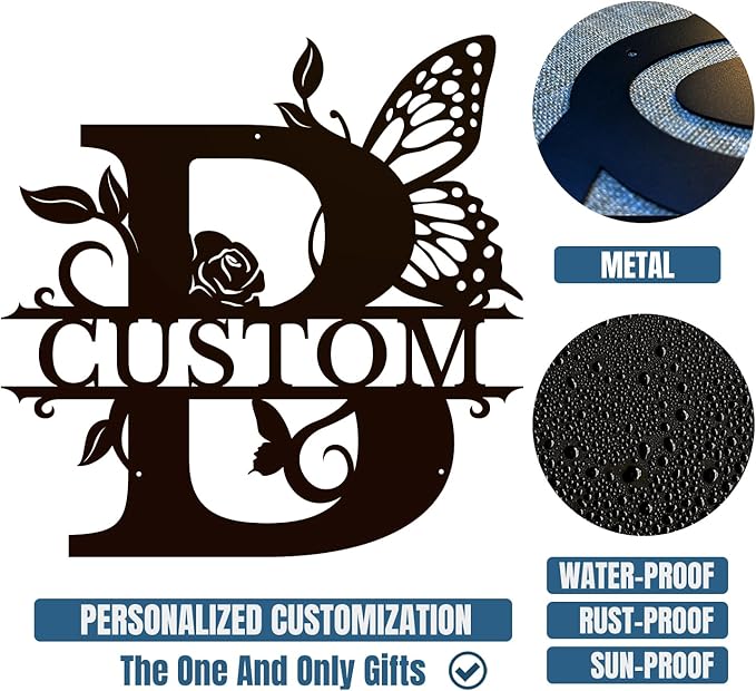 Personalized Custom Letter Name metal Signs, Custom Black Letter Monogram Wall - Image 6