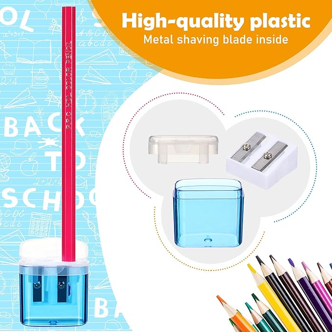 Tenare 48 Pieces Back to School Pencil Sharpeners Manual Double Hole Pencil - Image 3