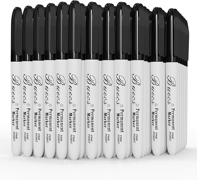 Buecs Permanent Markers, Fine Point, Waterproof & Smear Proof Markers, Quick by Buecs