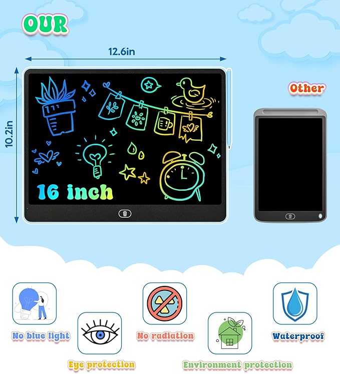 LCD Writing Tablet for Kids, 16 Inch Colorful Doodle Board Drawing Tablets - Image 3