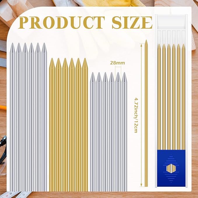 Spakon 60 Pcs 2.8mm Lead Refill Carpenter Construction Pencils Marker Lead - Image 3