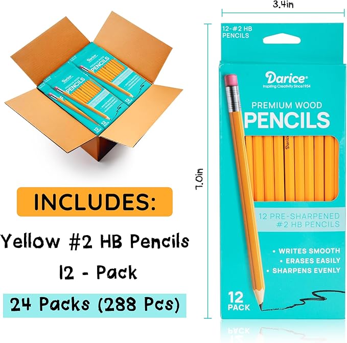 Darice Wood-Cased Pencils, 12 x 24 Pack - Image 2