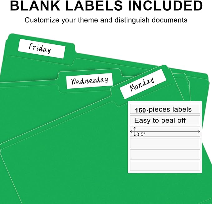 File Folder, RAZCC 150 Pack 1/3 Cut Tab File Folders Letter Size, Colored - Image 4