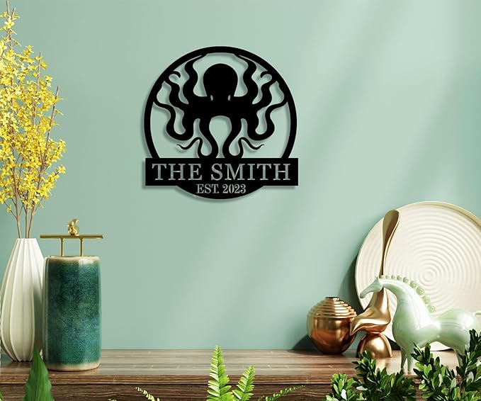 Custom octopus metal signs，personalise octopus wall art，octopus decor，funny - Image 4
