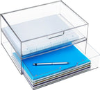 STORi STAX Plastic Stackable Organizer Drawers Clear | 12.5" Wide | Set