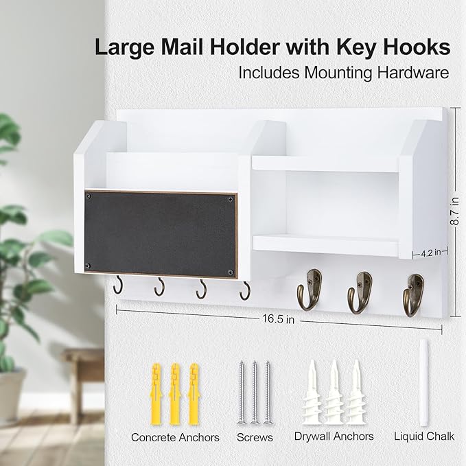 Lwenki Mail and Key Holder – Wall Mount Key Hanger - Image 6