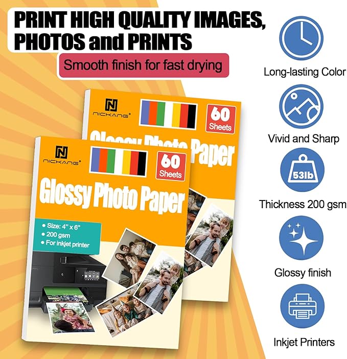 NICKANG 4x6 Photo Paper, Glossy Photo Paper 4x6, Total of 120 Sheets Bulk - Image 6