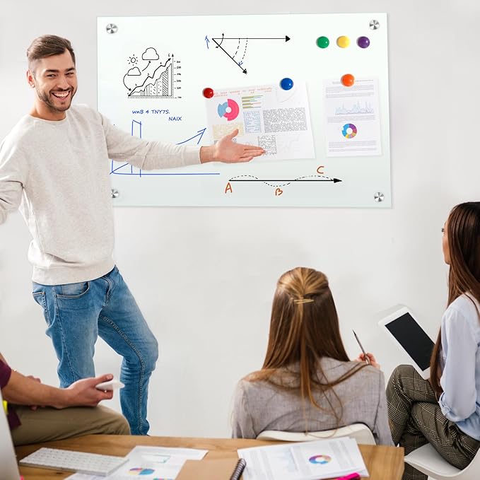 H-Qprobd Glass Whiteboard 36"x24" Magnetic Dry Erase White Board - Image 7