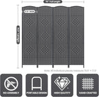 Cocosica 4 Panel Room Divider, 6Ft Folding Privacy Screen, Tall - Image 3