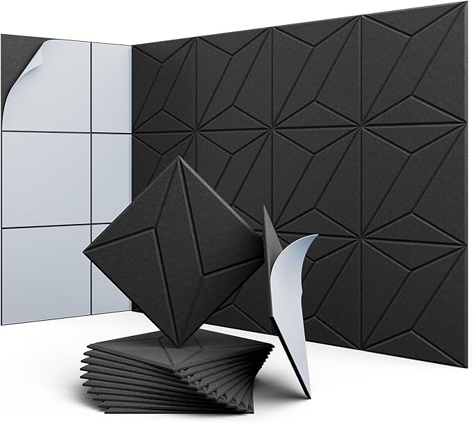 UNECHO 12 Pack 12" X 12" X 0.4" Acoustic Panels by UNECHOACOUSTIC