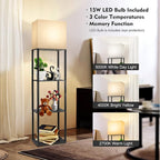 RUNTOP Plus Floor Lamp with Shelves, Shelf Lamp with 15W LED Bulb, 3 Colors - Image 4