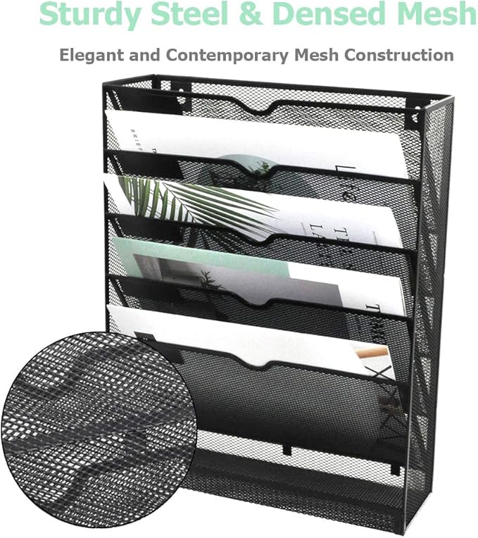 EASEPRES Desk File Organizer Mesh 6-Tier, Hanging Wall Mount Document - Image 4