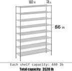 Regal Altair 18" Deep x 60" Wide x 86" Height Wire Shelving Kit | 8-Tier | NSF - Image 3