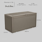 Decksplore 100 Gallon Lockable Resin Deck Box, Waterproof Outdoor Storage Box - Image 2