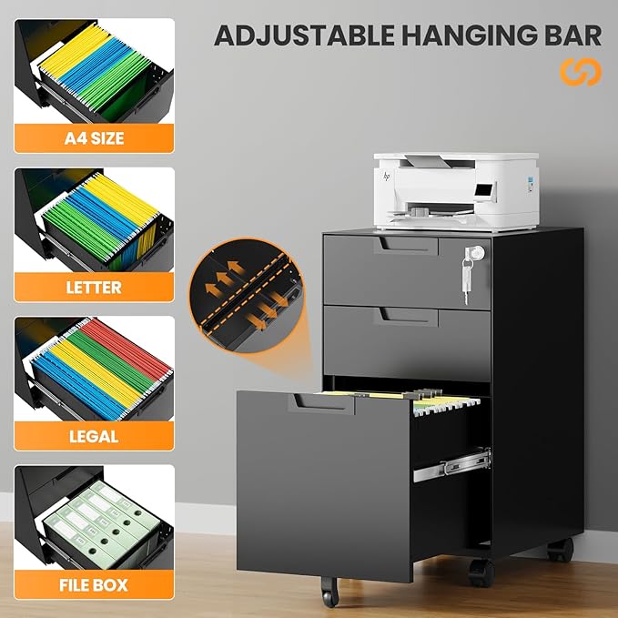 AFAIF 3 Drawer File Cabinet - Image 5