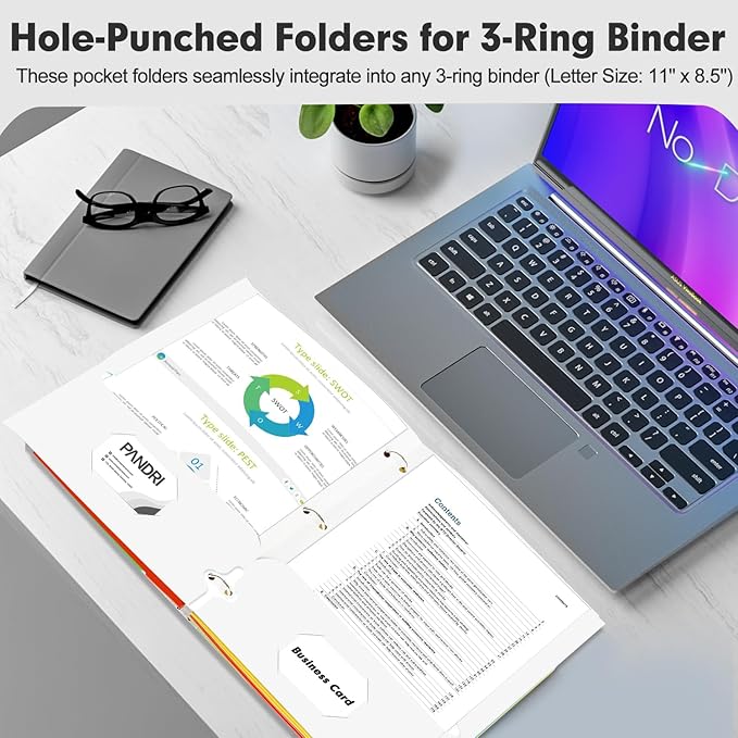 Two Pocket Portfolio Folders, PANDRI 60 Pack 3 Hole Punched 2 Pocket Folders - Image 5