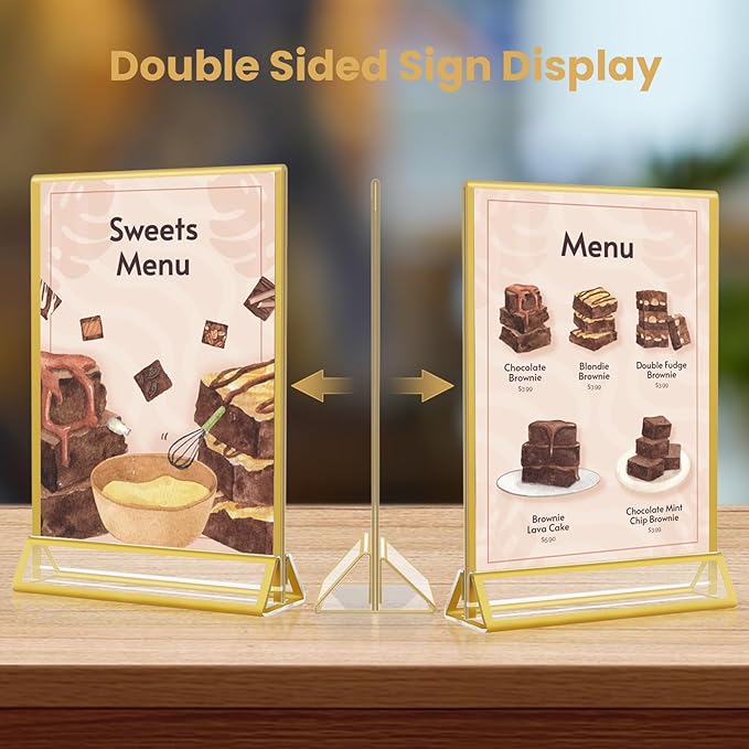 5x7 Gold Acrylic Sign Holder, 12 Pack Wedding Table Number Stands - Image 2