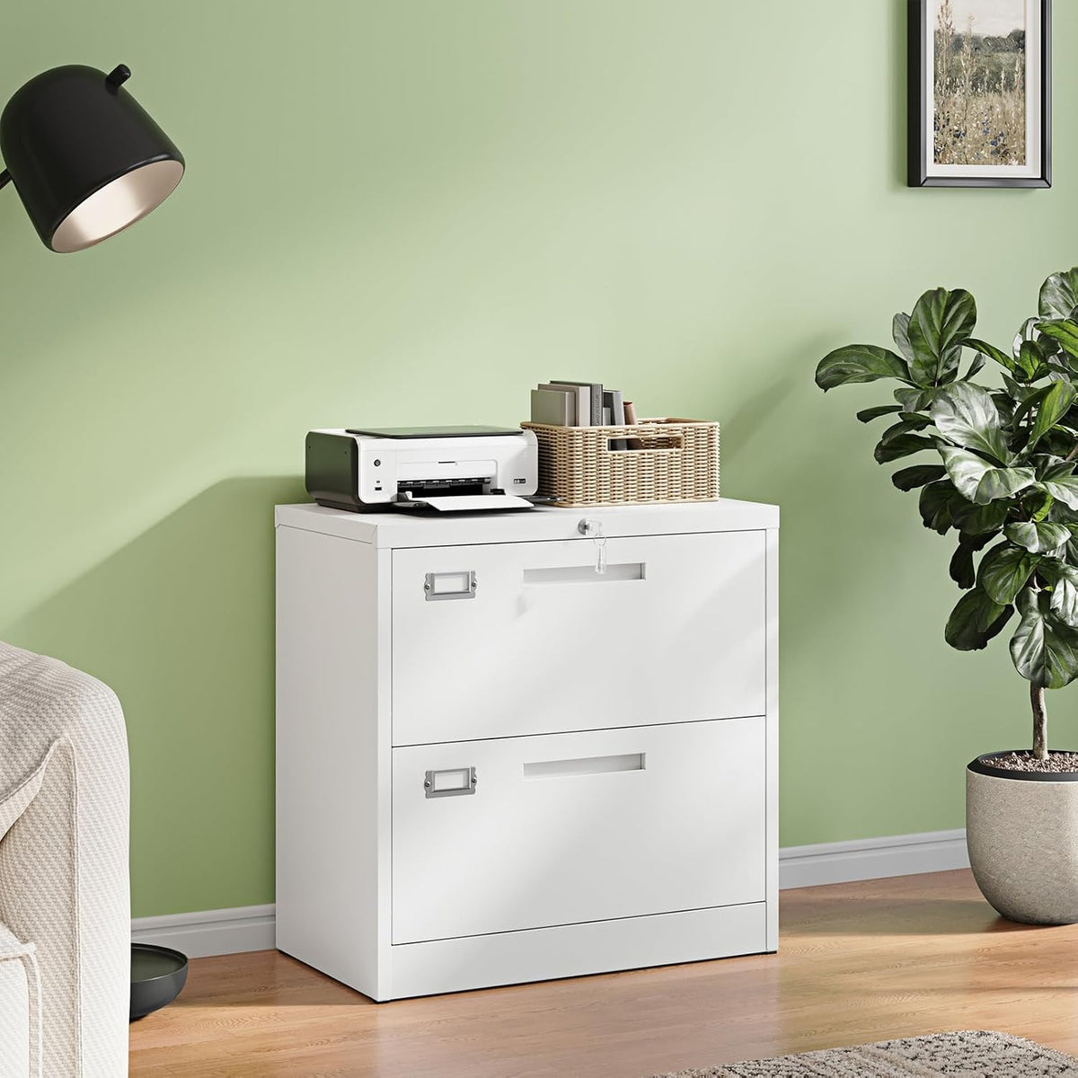 letaya 2 drawer file cabinet with lock,metal lateral shown in use