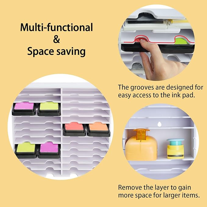 Krafetto 26 Grids Ink Pad Storage Rack, Wall-mountable Stamp Pad Organizer - Image 4