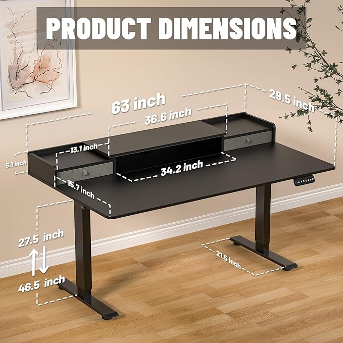 ExaDesk 63 x 30 Inch Electric Standing Desk - Image 3