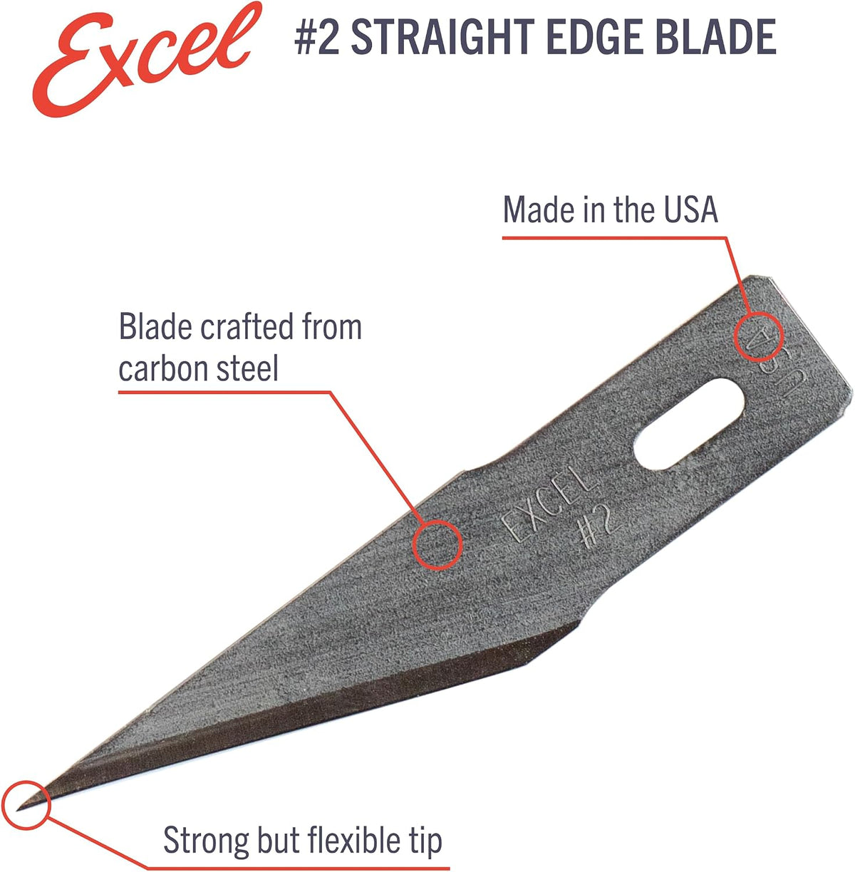 Excel Blades #2 100-Pack Angled Stencil Craft Blades, Carbon Steel, USA